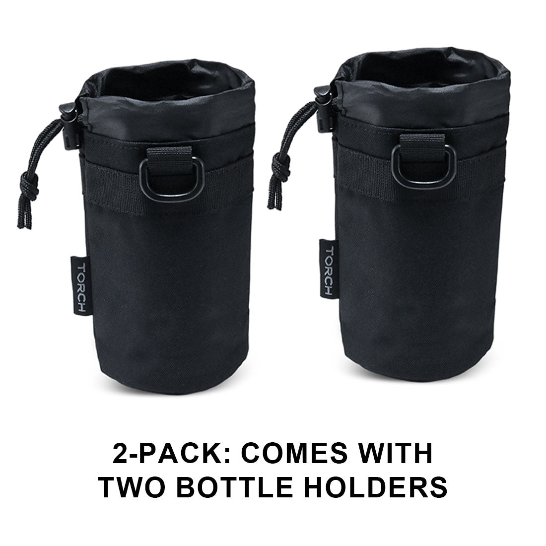 TORCH EDC MOLLE Water Bottle Holder – Hydration Pouch | BLACK 2-PACK